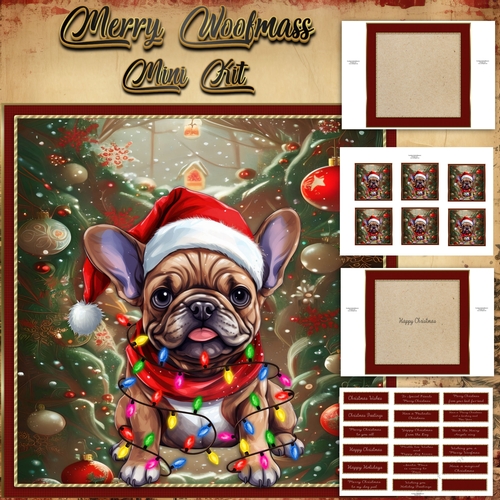 Merry Woofmas Mini Kit French bulldog