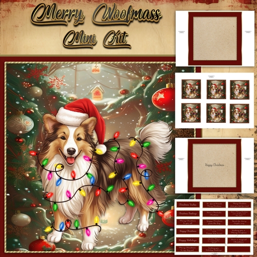 Merry Woofmas Mini Kit Shetland sheepdog