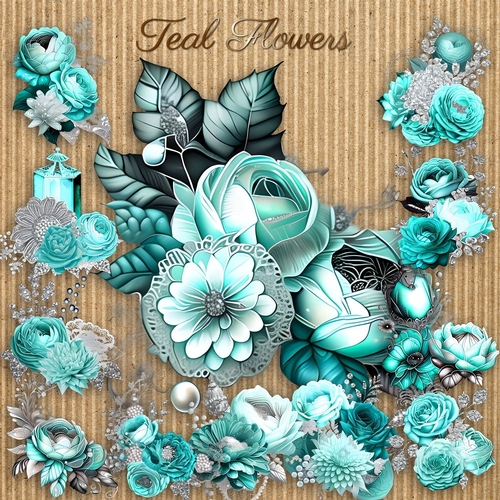 Teal Flowers