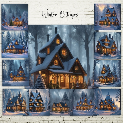 Pink Whimsical Winter Cottages 3