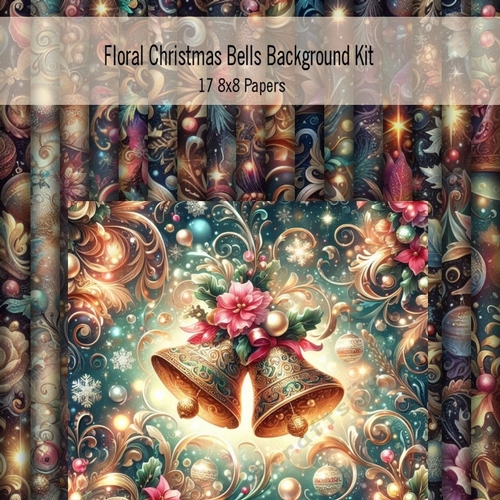 Floral Christmas Bells   Background Kit 1