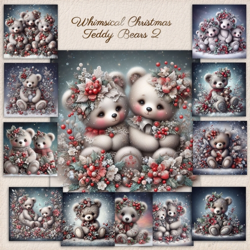 Whimsical Christmas Teddy Bears 2