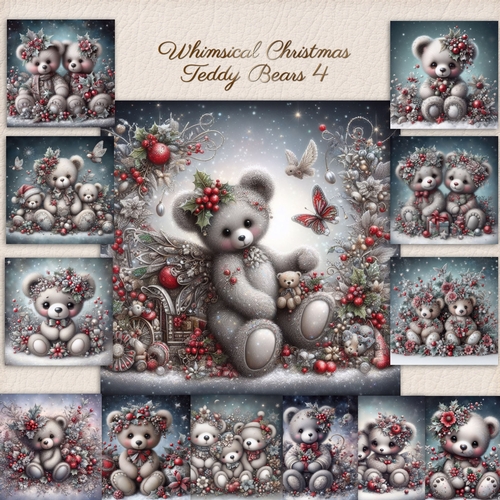 Whimsical Christmas Teddy Bears 4