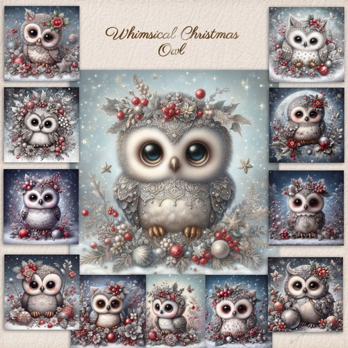 Whimsical Christmas Owl