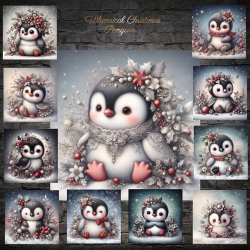 Christmas Whimsical Penguins 