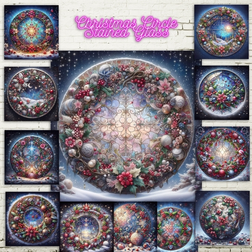 Christmas Stained Glass Circle