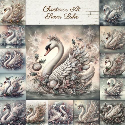 Christmas At Swan Lake Background Kit