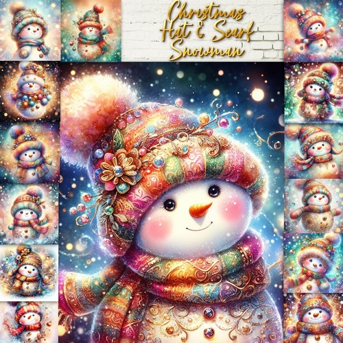 Christmas Hat & Scarf Snowman