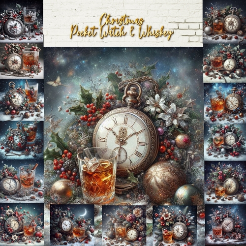 Christmas Pocket Watch and Whiskey 