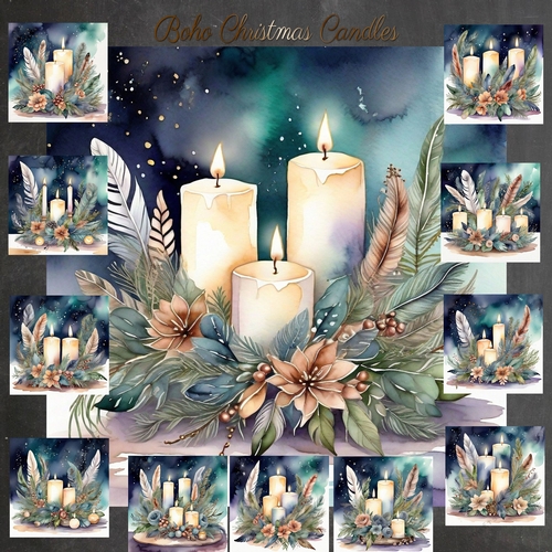 Boho Christmas Candle With Feathers