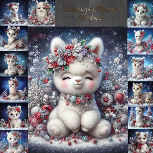 Whimscial Christmas Alpacas 