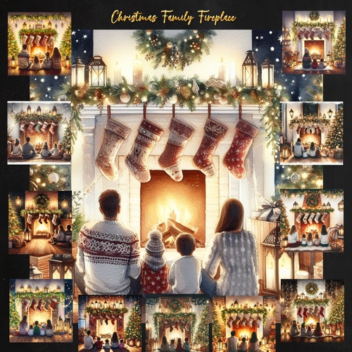 Christmas Family Fireplace
