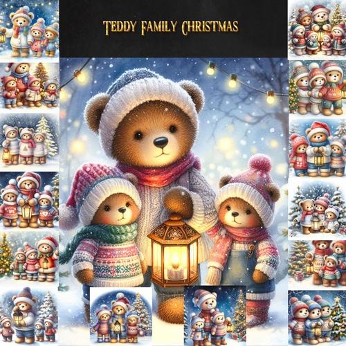 Teddy Family Christmas