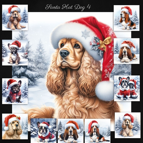 Santa Hat Dogs 4