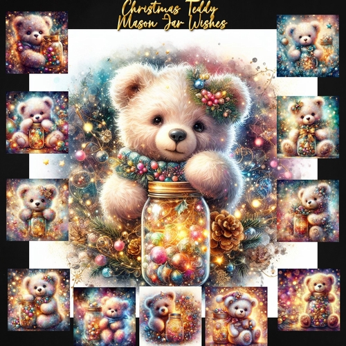 Christmas Teddy Mason Jar Wishes 1