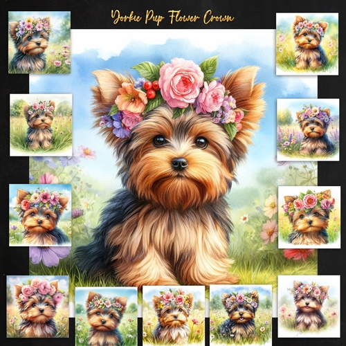 Yorkie Pup Flower Corwn