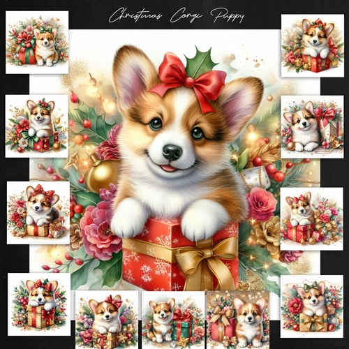 Christmas Corgi Puppy