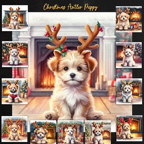 Christmas Antler Puppy