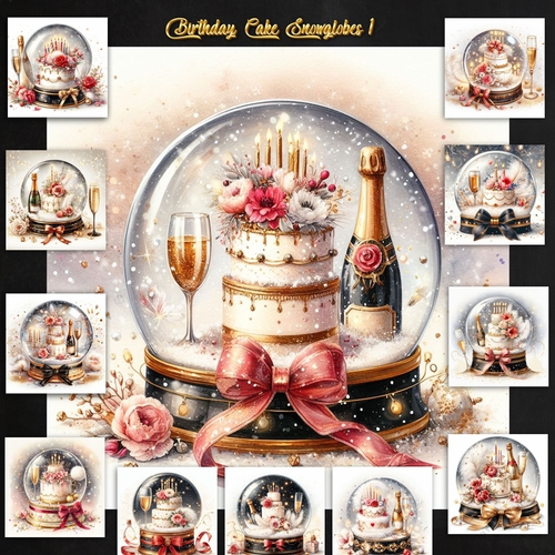 Birthday Cake Snowglobes 1