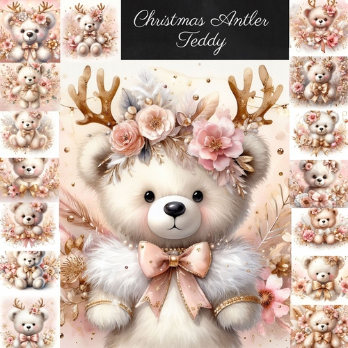 Christmas Pink Antler Bear