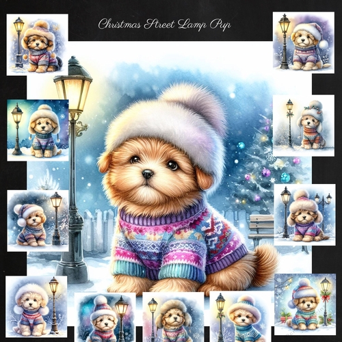  Christmas  Street Lamp Pup
