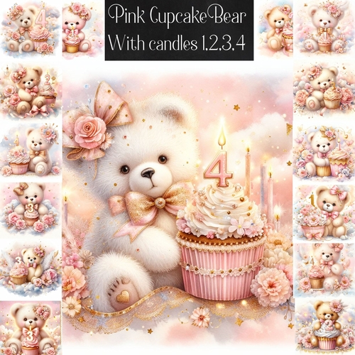 Cupcake Candle Birthday Bear