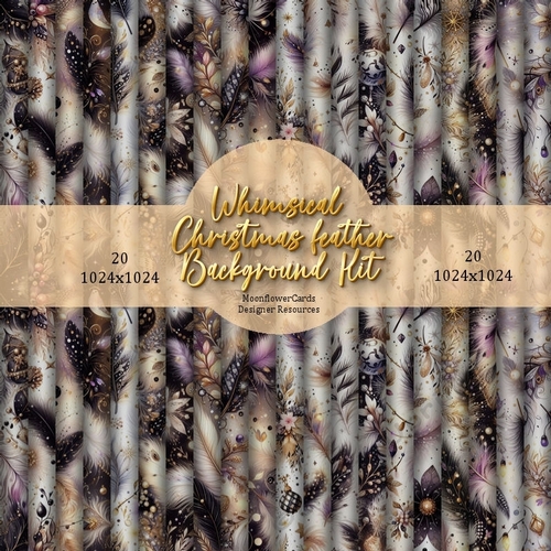 Whimsical Christmas Feather  Background Kit 