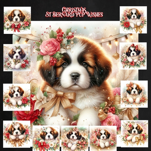 Christmas St Bernard Pup Wishes