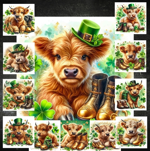 St Patricks Day Highland Cow 