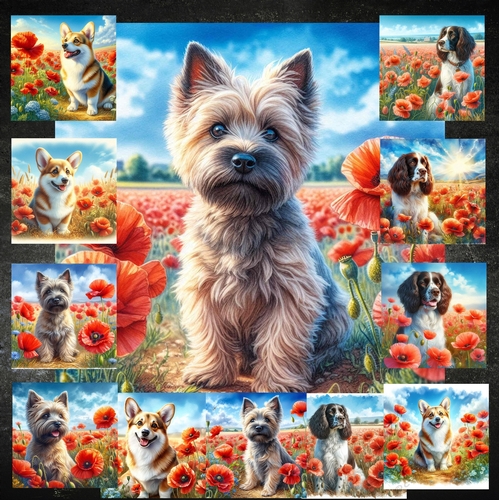 Beautiful Poppy Field Dogs 4