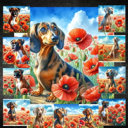 Beautiful Poppy Field Dogs 10