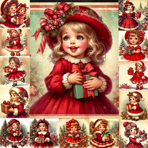 Christmas Vintage Litlle Girl 