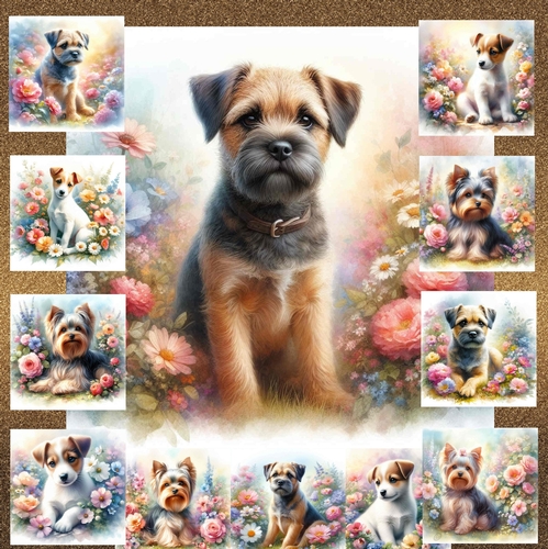Pastel Garden Dogs 5