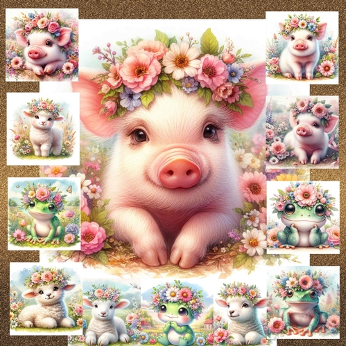 Floral Crown Baby Animals