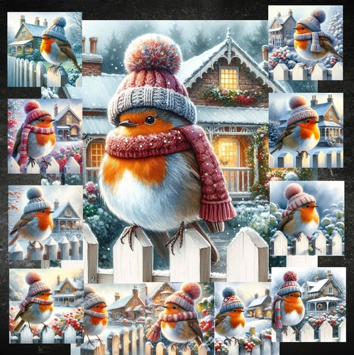 Picket Fence Winter Robin
