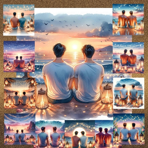 Lovely Beach Male  Couple 