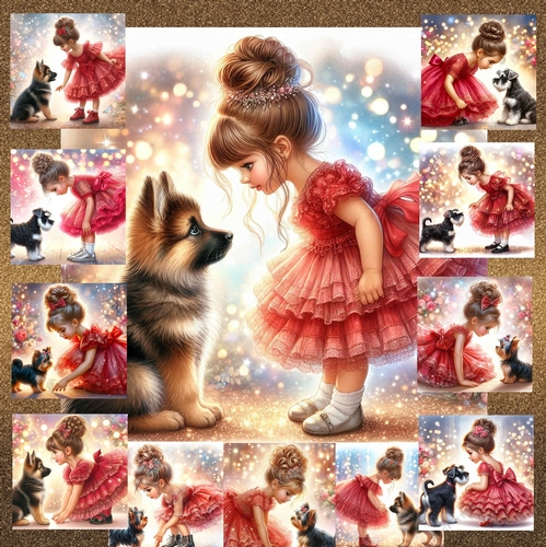 Little Girl With Puppy 1