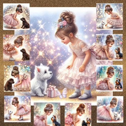 Little Girl With Puppy 2