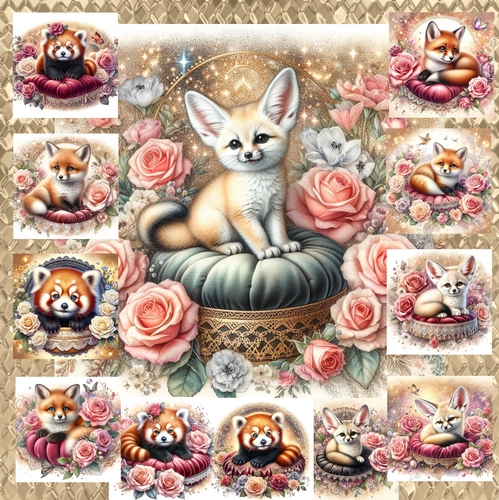 Floral Foxes & Panda