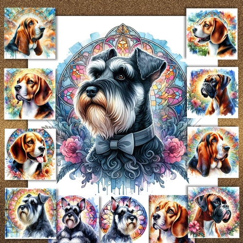 Beautiful Stained Glass Dogs 4