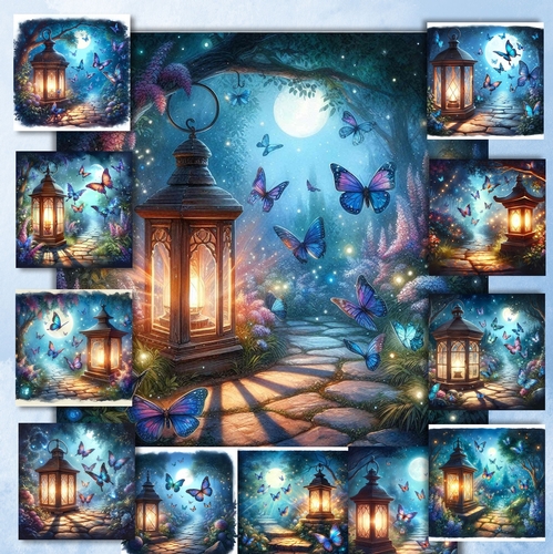 Twlight Butterfly Garden Lantern