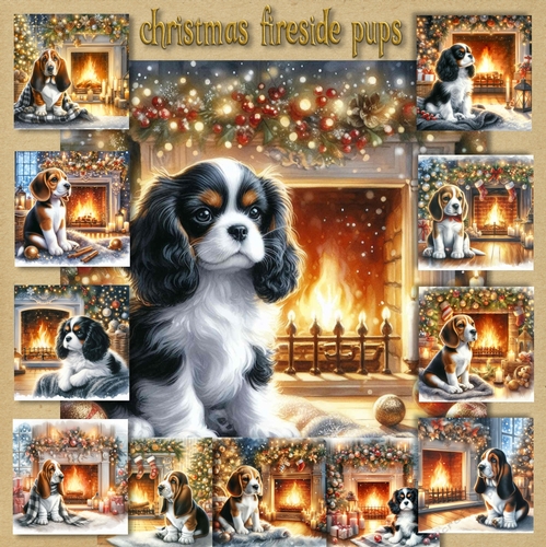 Christmas Fireside Pups 5