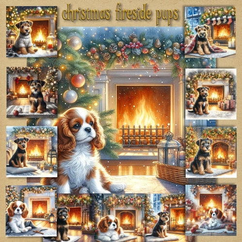 Christmas Fireside Pups 6