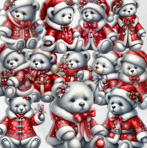 Silver Christmas Bears