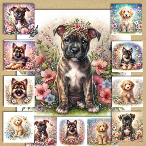 Enchanted Whimsical Garden Pups 7
