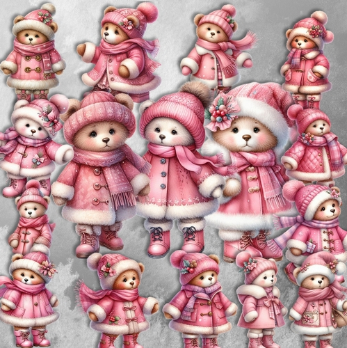 Pink Christmas Bear 