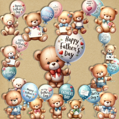 Happy Fathers Day Balloon Bear 