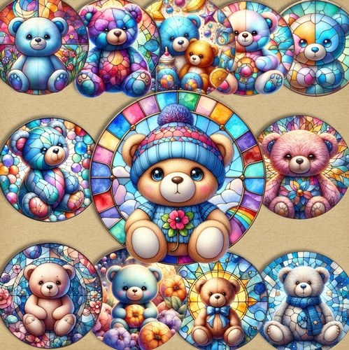 Stained Glass Teddy Bear Clipart
