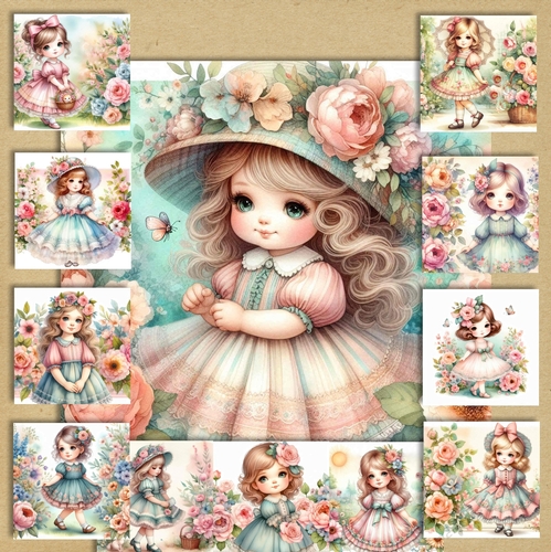 Vintage Garden Girl 