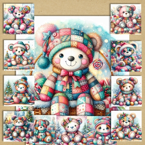  Christmas Patchwork Bear